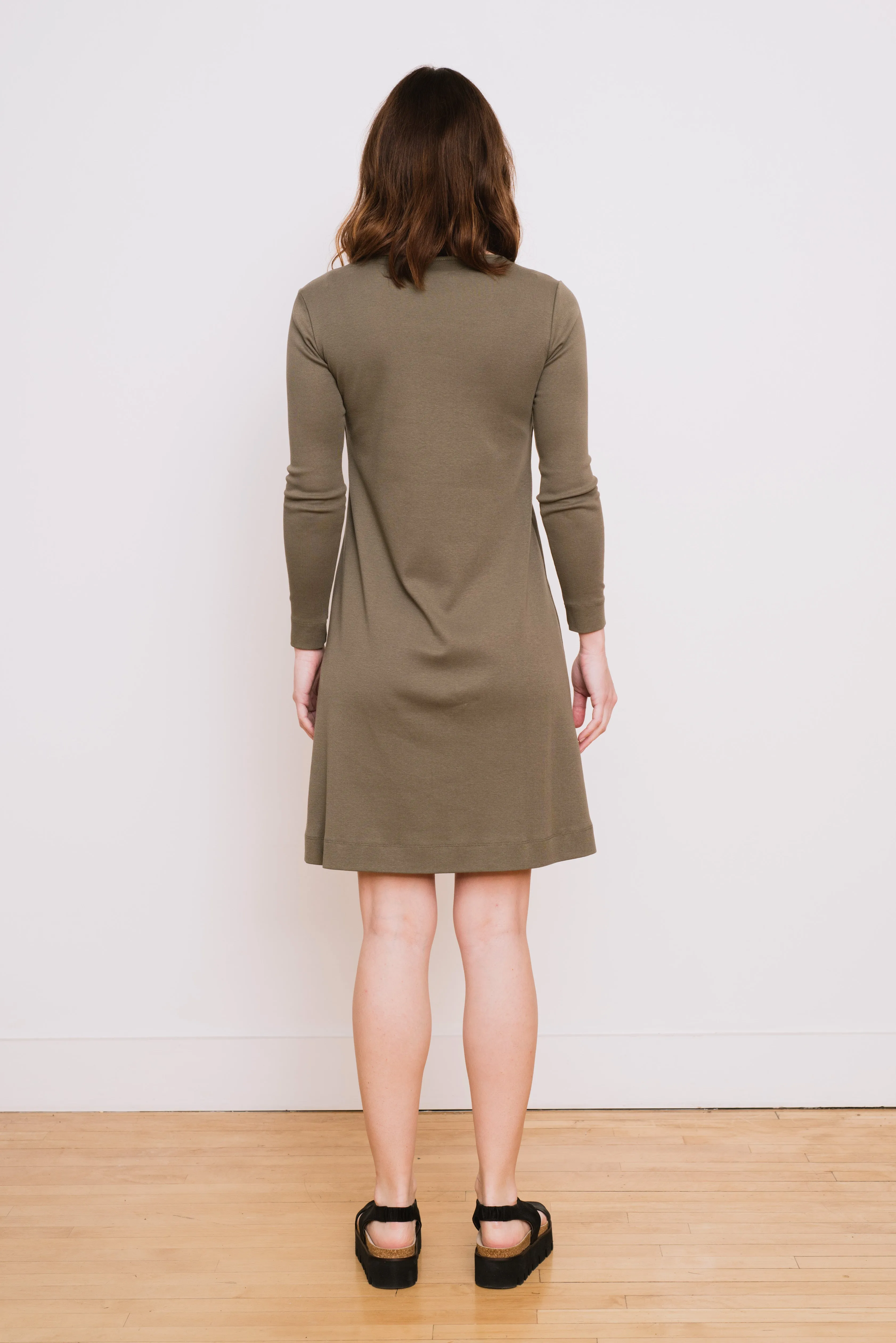 Cotton A-Line L/S Dress, Capers