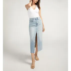 Denim Midi Skirt - Silver