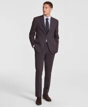 Dkny Mens Modern fit Suit Dress Pants 35 x 32 Burgundy Black Check PANT ONLY