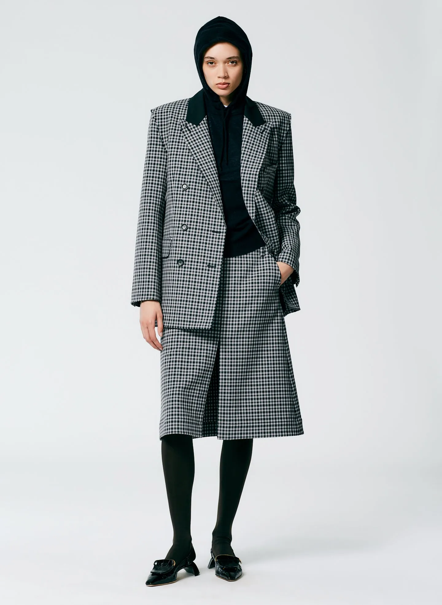 Double Faced Menswear Check Double Breasted Blazer