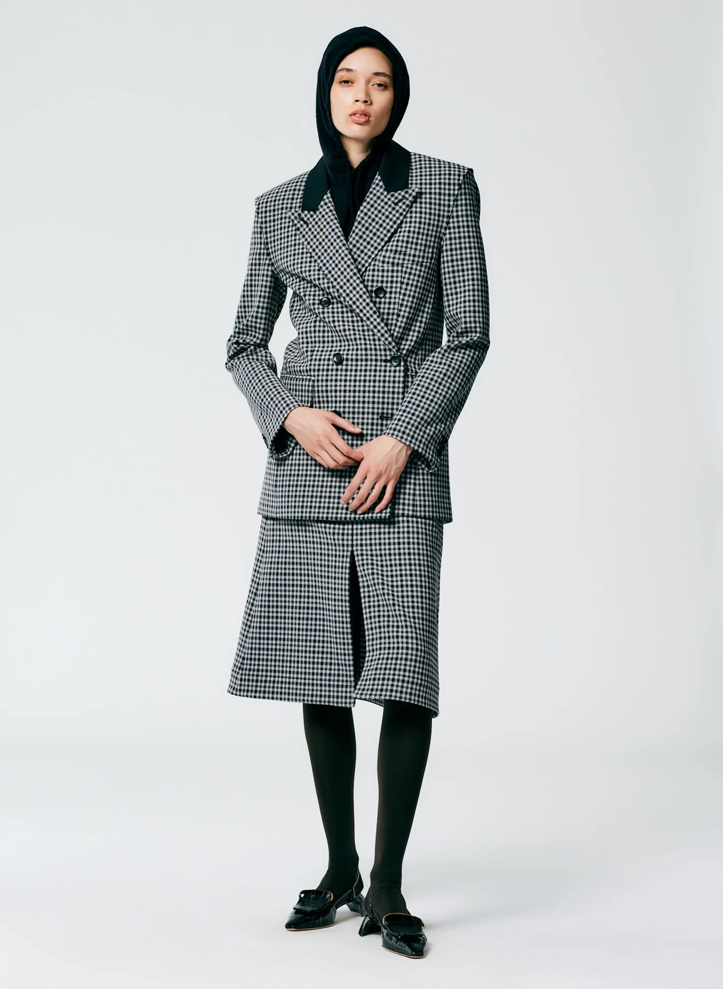 Double Faced Menswear Check Double Breasted Blazer