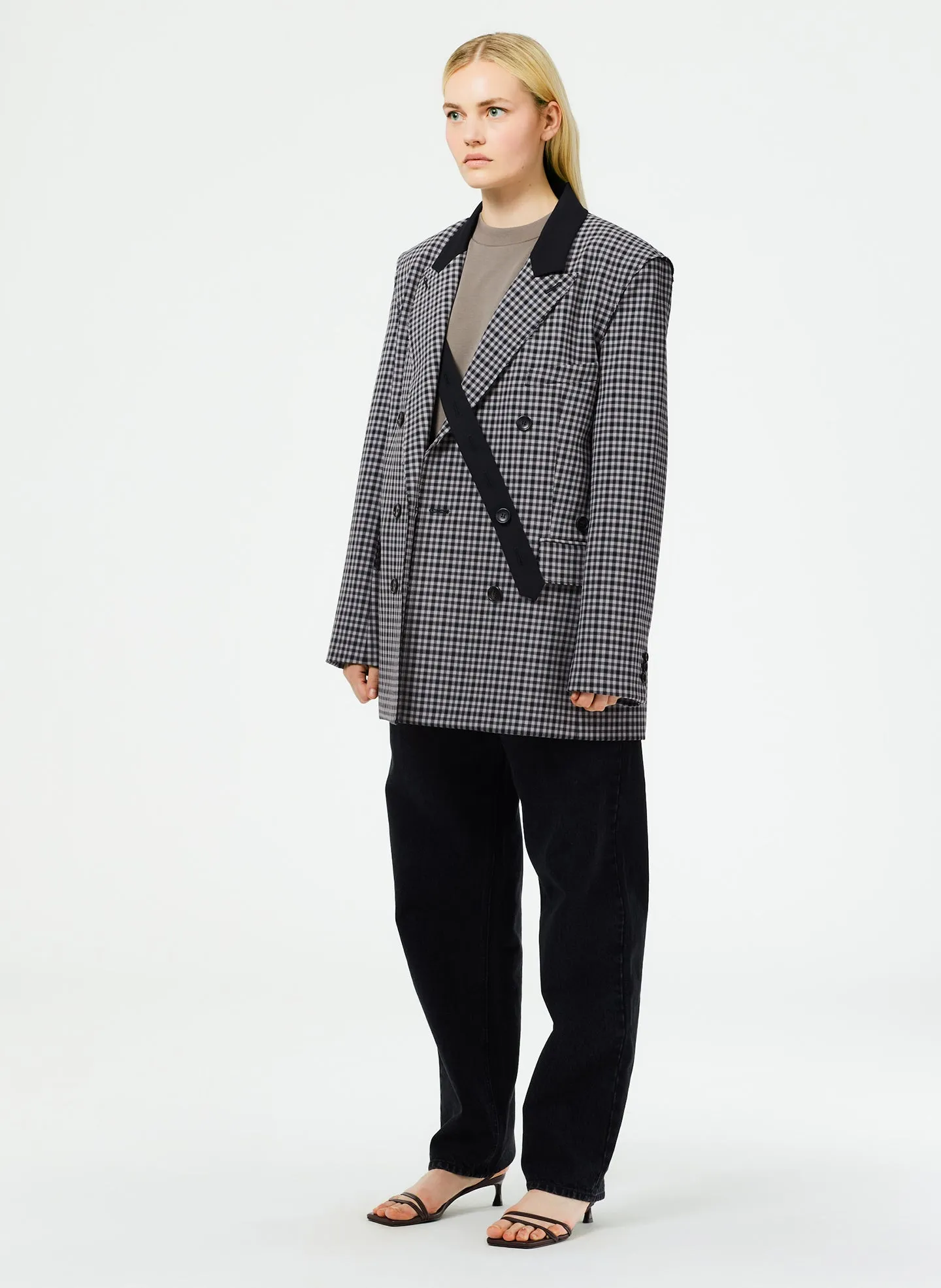 Double Faced Menswear Check Double Breasted Blazer