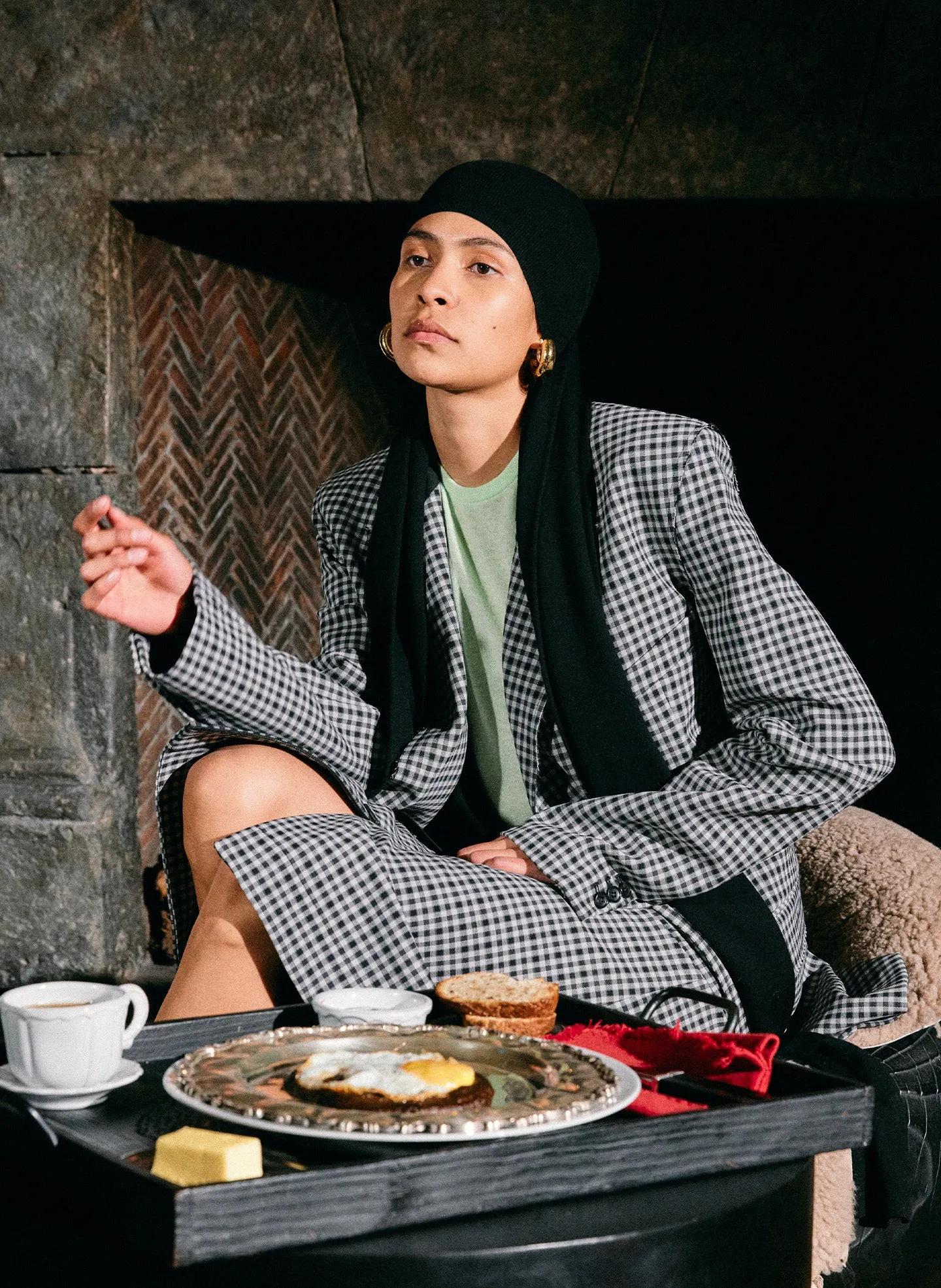 Double Faced Menswear Check Double Breasted Blazer