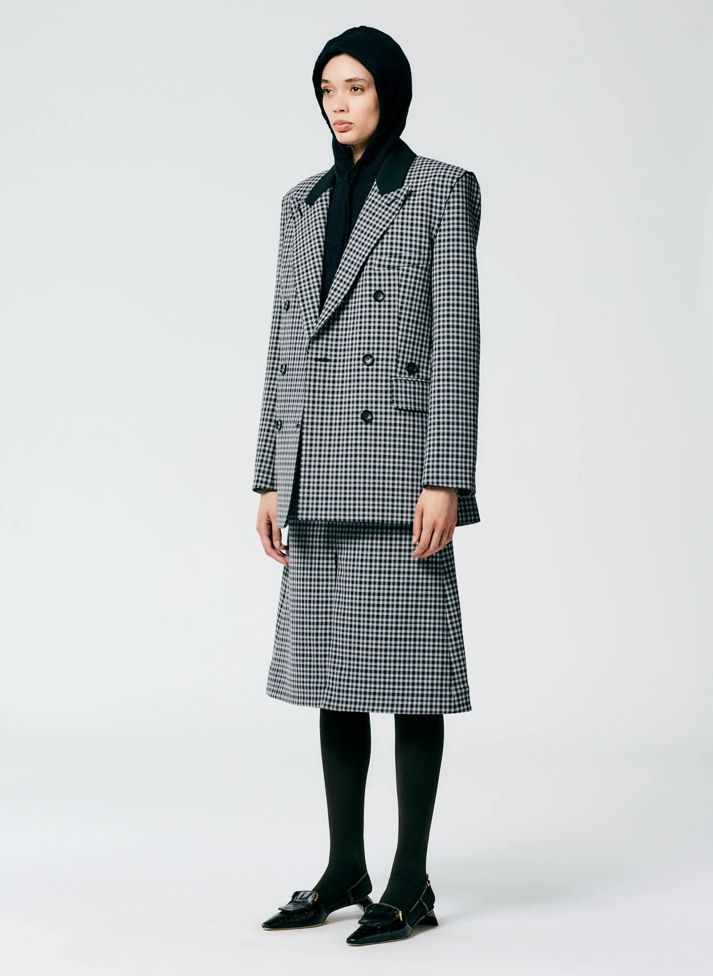 Double Faced Menswear Check Double Breasted Blazer
