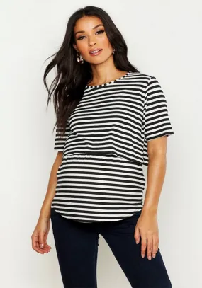 Double Layer Striped Nursing T-Shirt