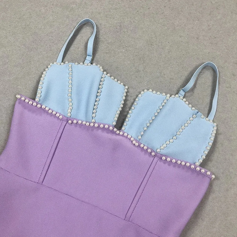 Feather & Bead Cocktail  Spaghetti Strap Party Dress