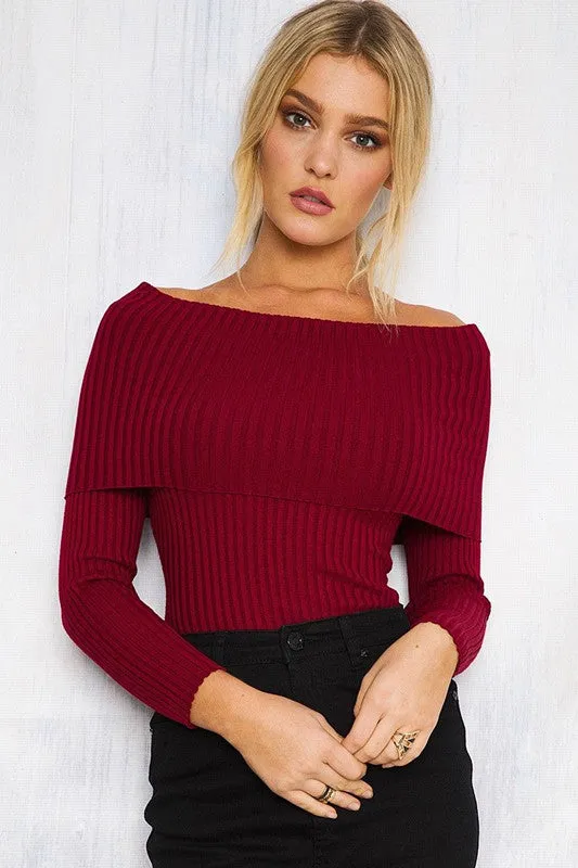 Femm - Off Shoulder Knitted Sweater