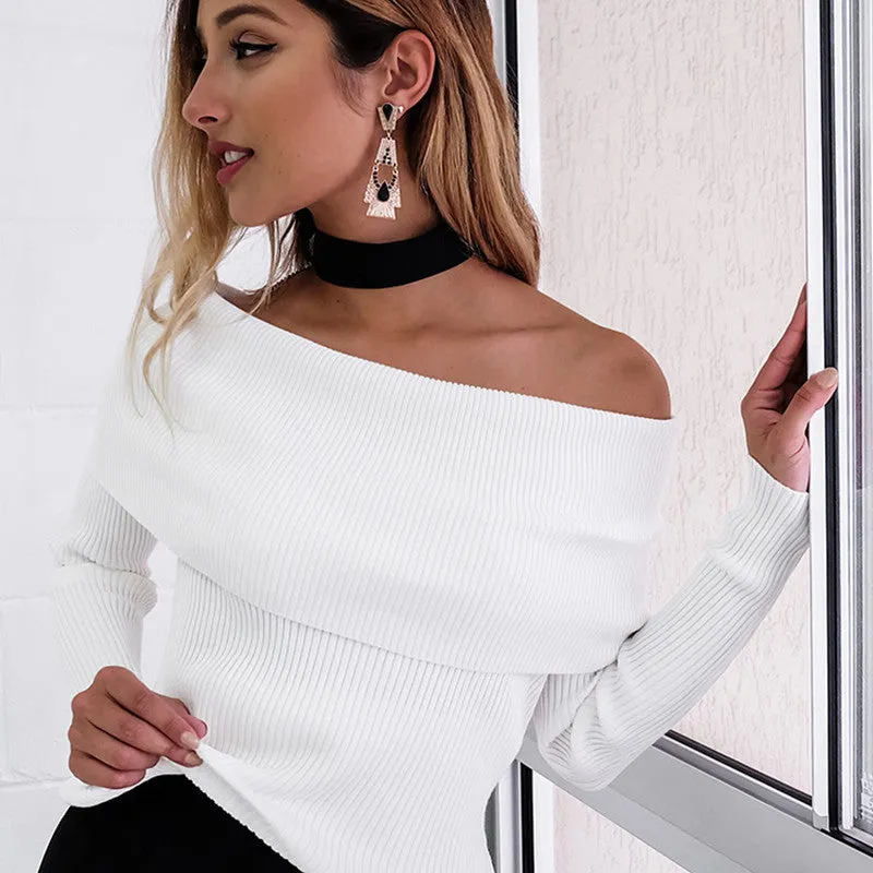 Femm - Off Shoulder Knitted Sweater