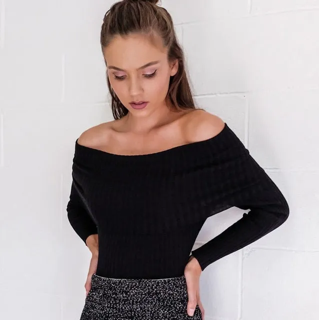 Femm - Off Shoulder Knitted Sweater