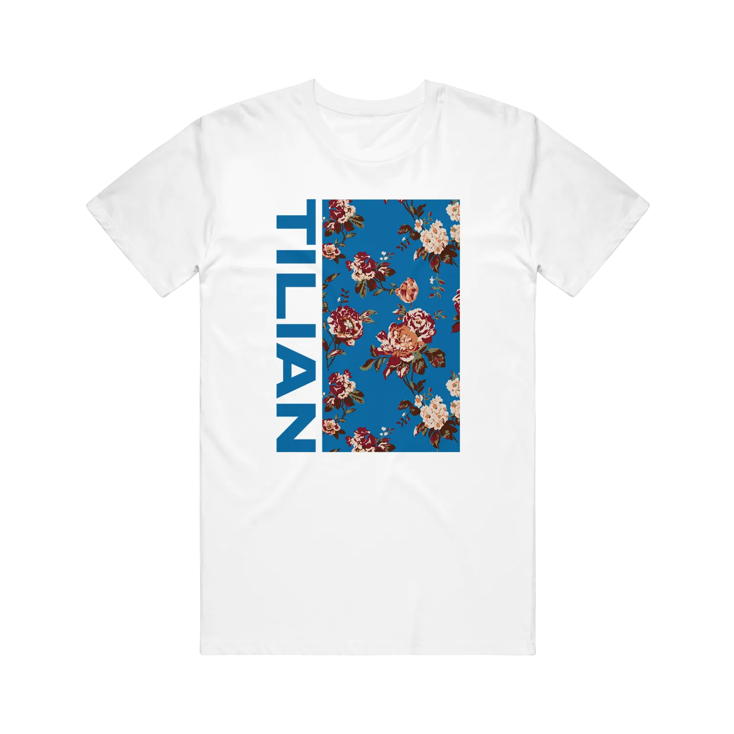 Floral Pattern Full Print White Tee