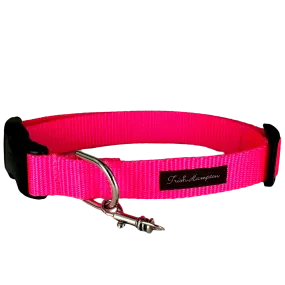 Fluorescent Pink Nylon Webbing Dog Collar - 811
