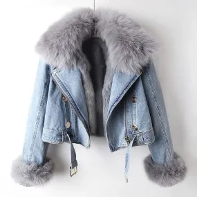 Fur Trim Denim Jacket
