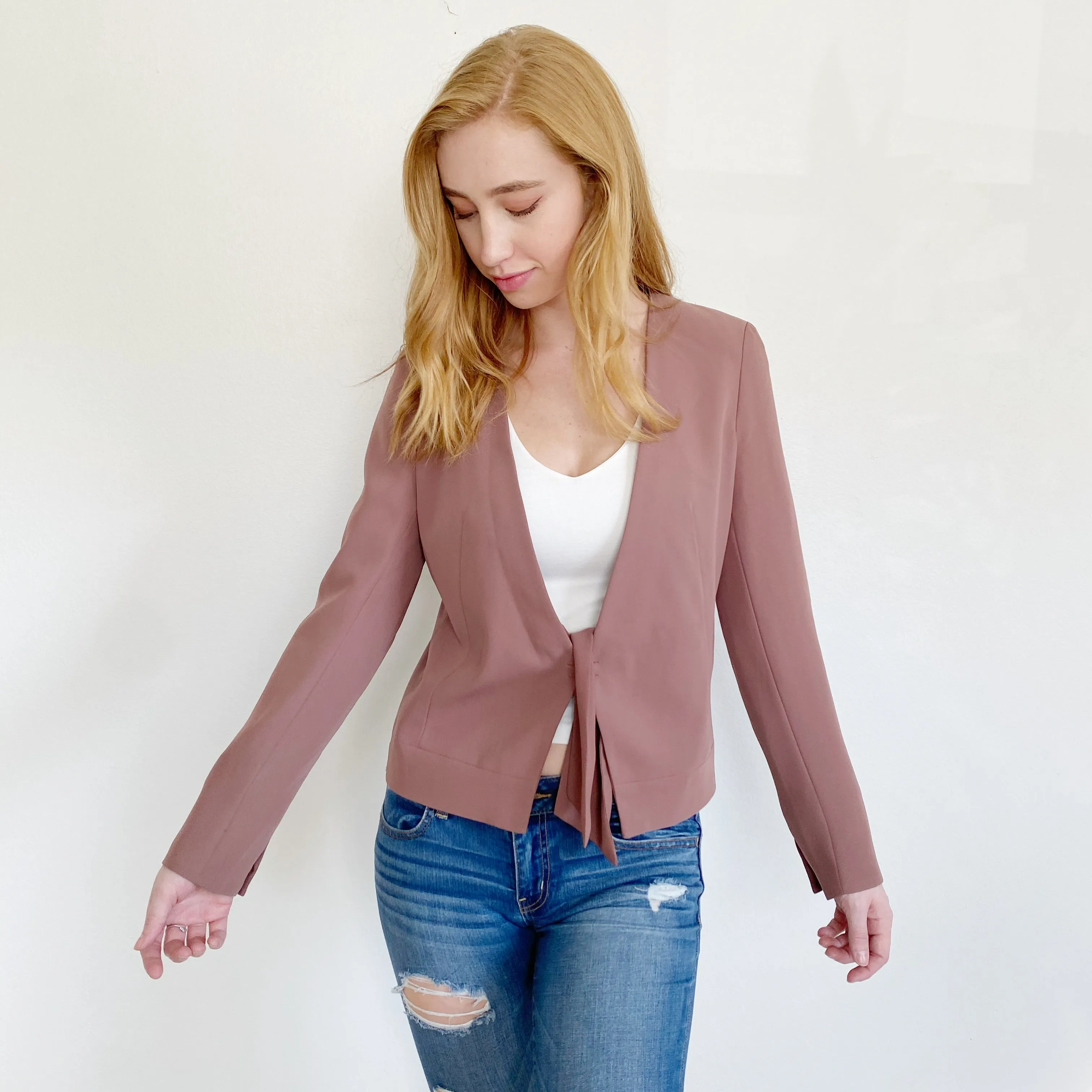 GAP Copper Brown Tie Blazer Jacket 4