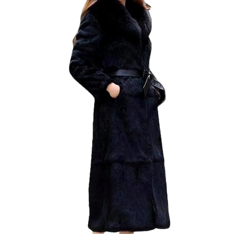 Genuine Rabbit Fur & Fox Fur Collar Coat