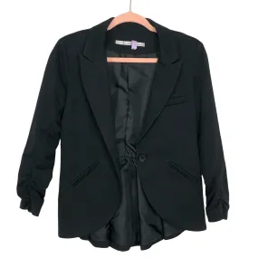Gibson Black Ruched Sleeve Pleated Back Blazer- Size S