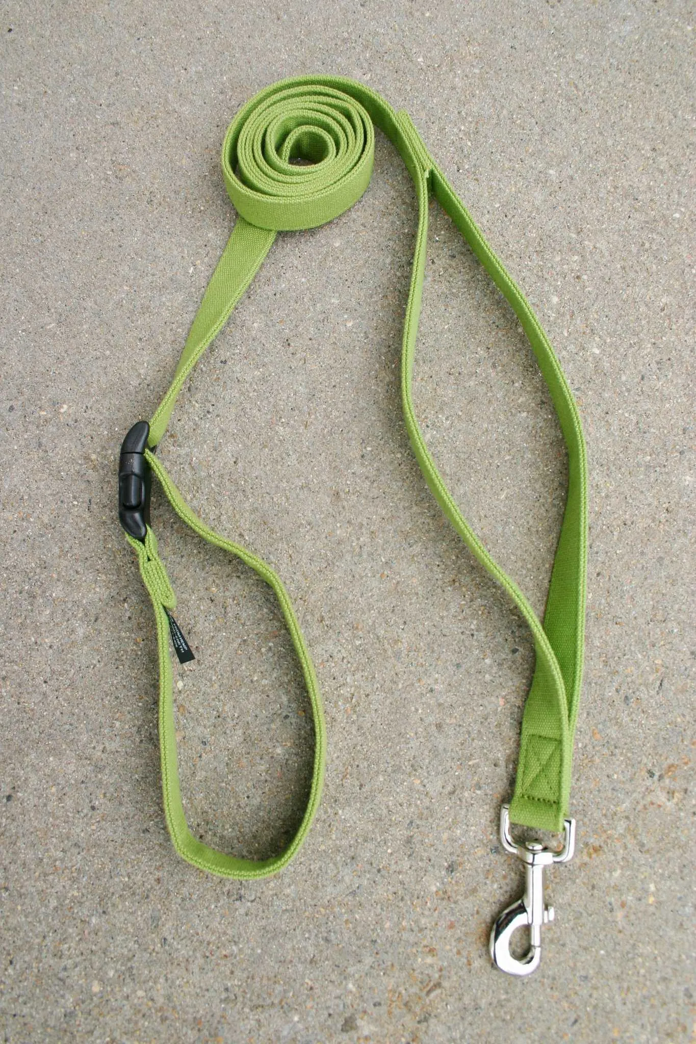 Hemp Dog leash 6' City Clicker with control loop & clasp Basic Green