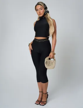 High Waist Luxe Slinky Capri Pants Black