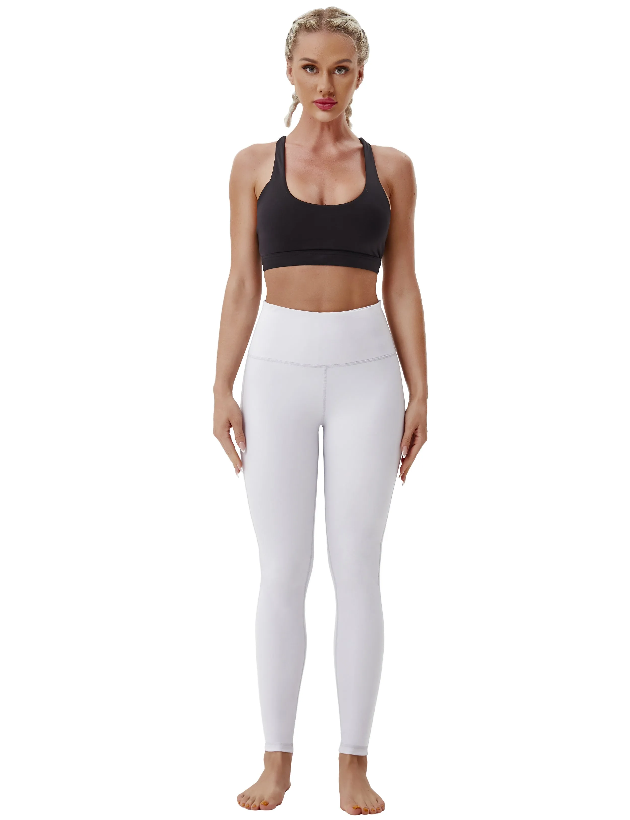 High Waist Side Line Biking Pants lightgray_Biking