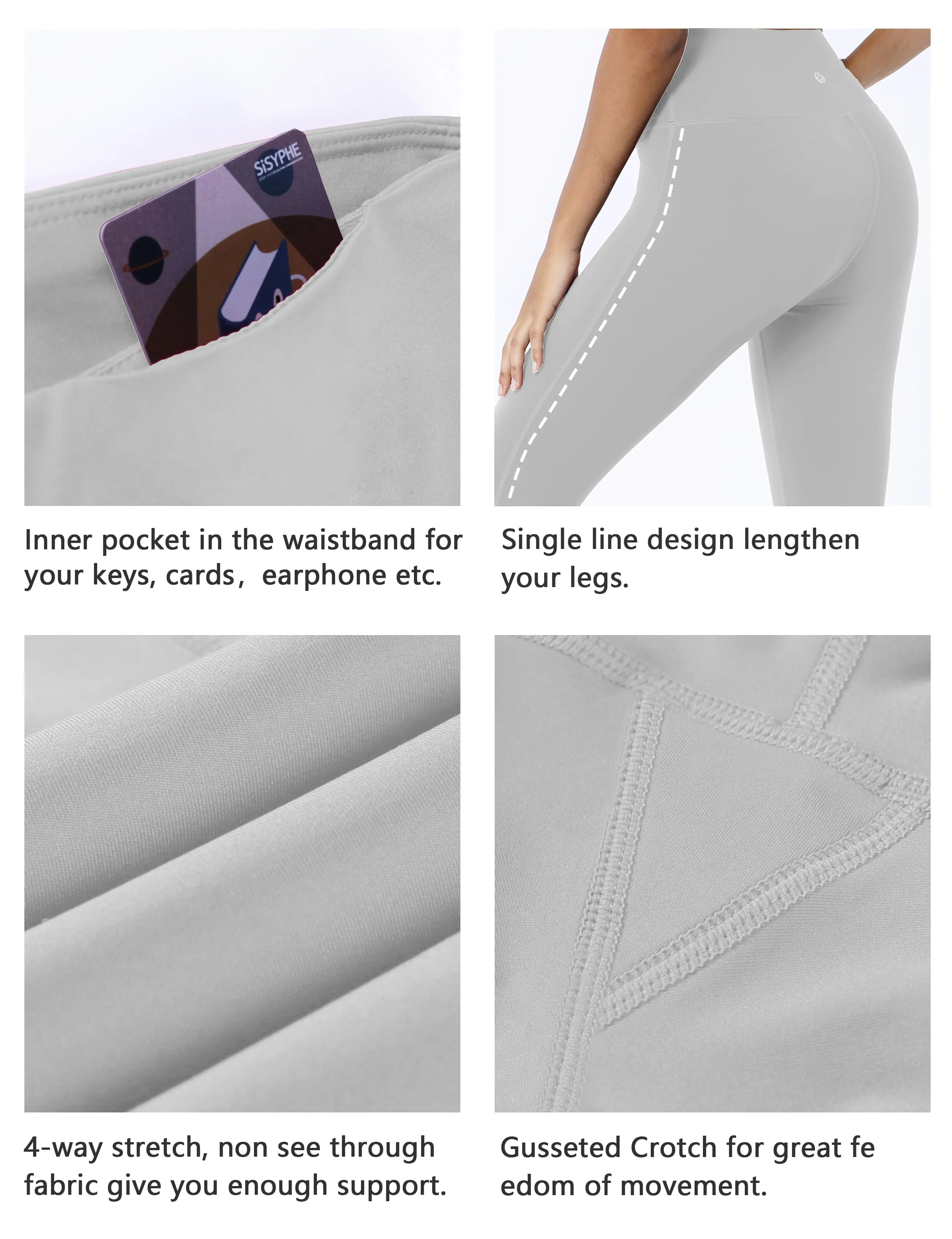 High Waist Side Line Biking Pants lightgray_Biking