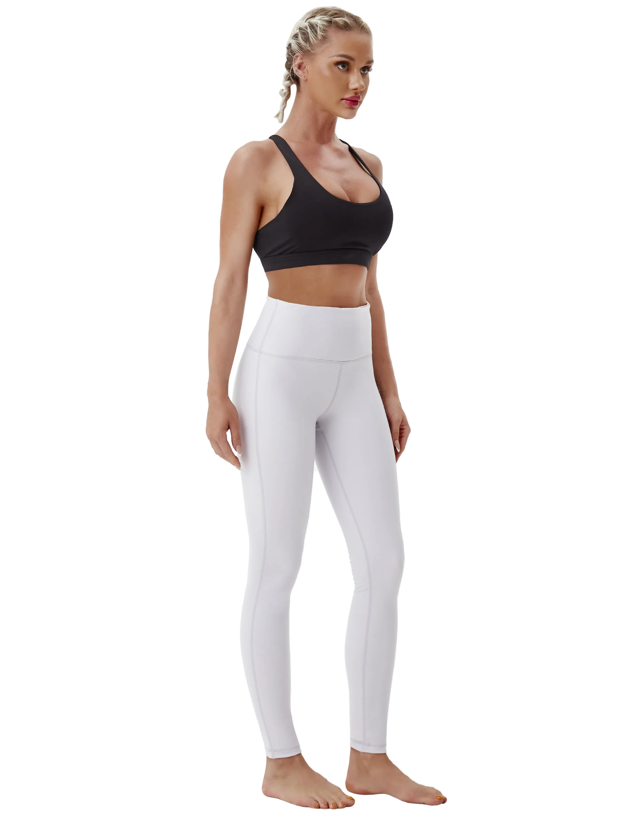 High Waist Side Line Biking Pants lightgray_Biking