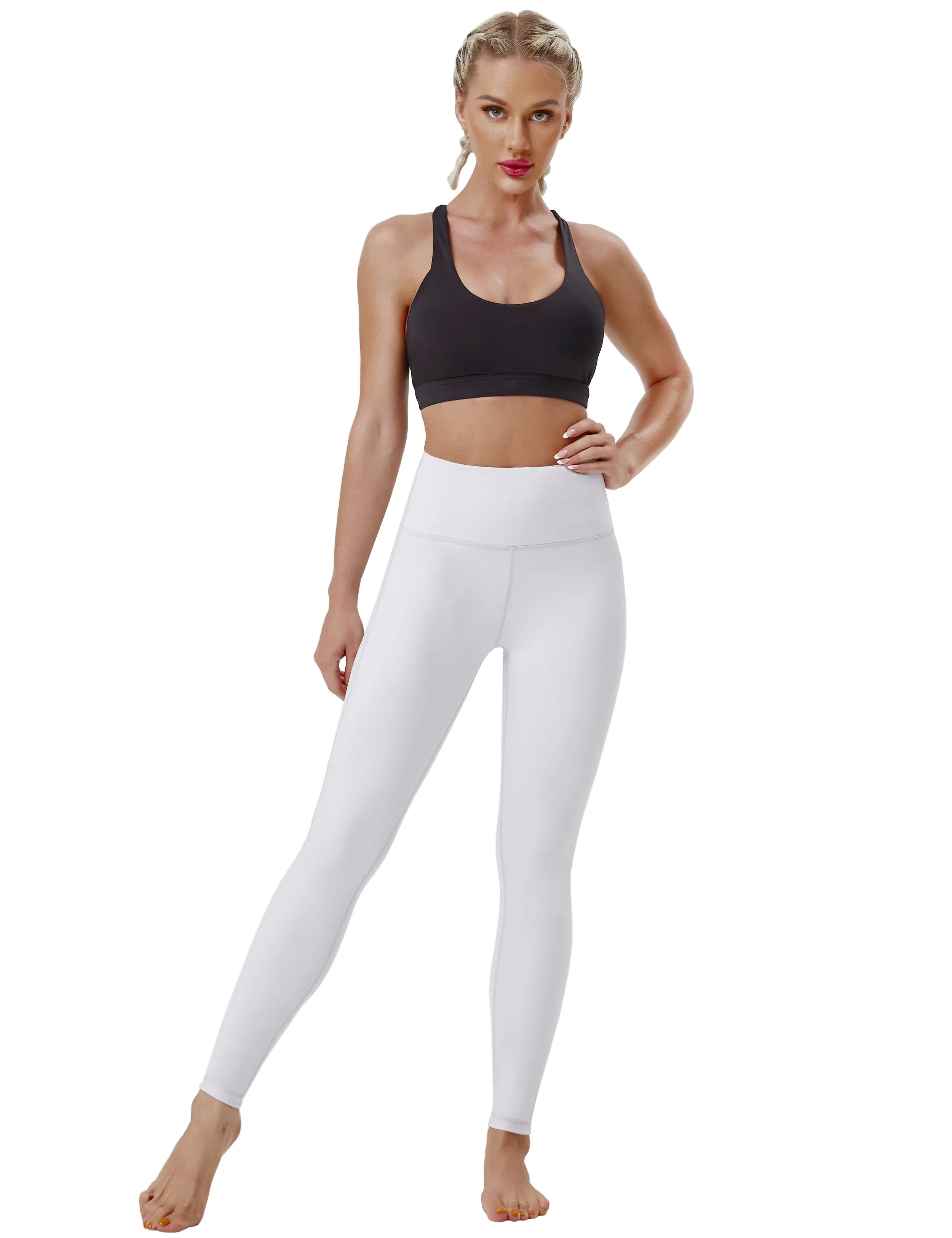 High Waist Side Line Biking Pants lightgray_Biking