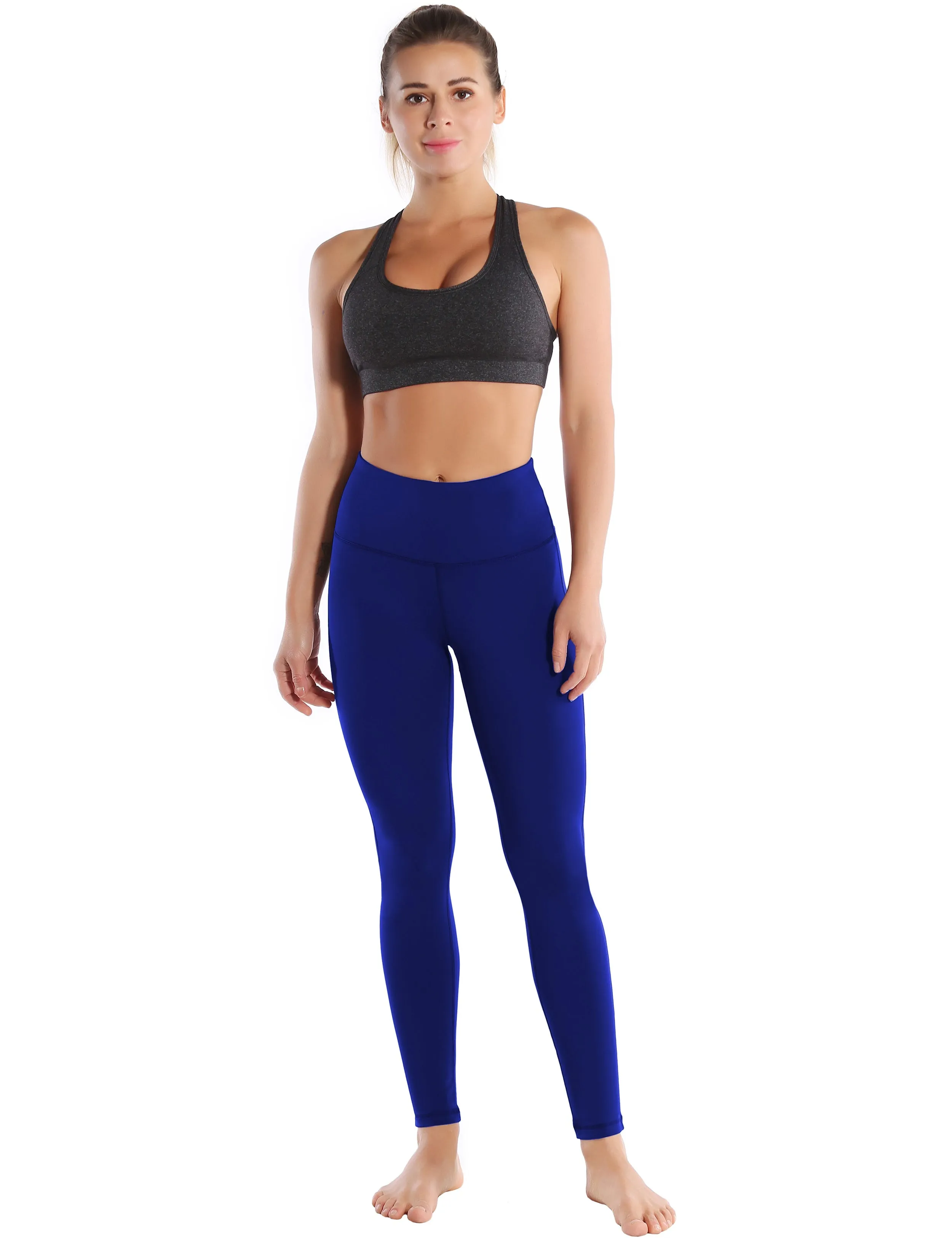High Waist Side Line Biking Pants navy_Biking