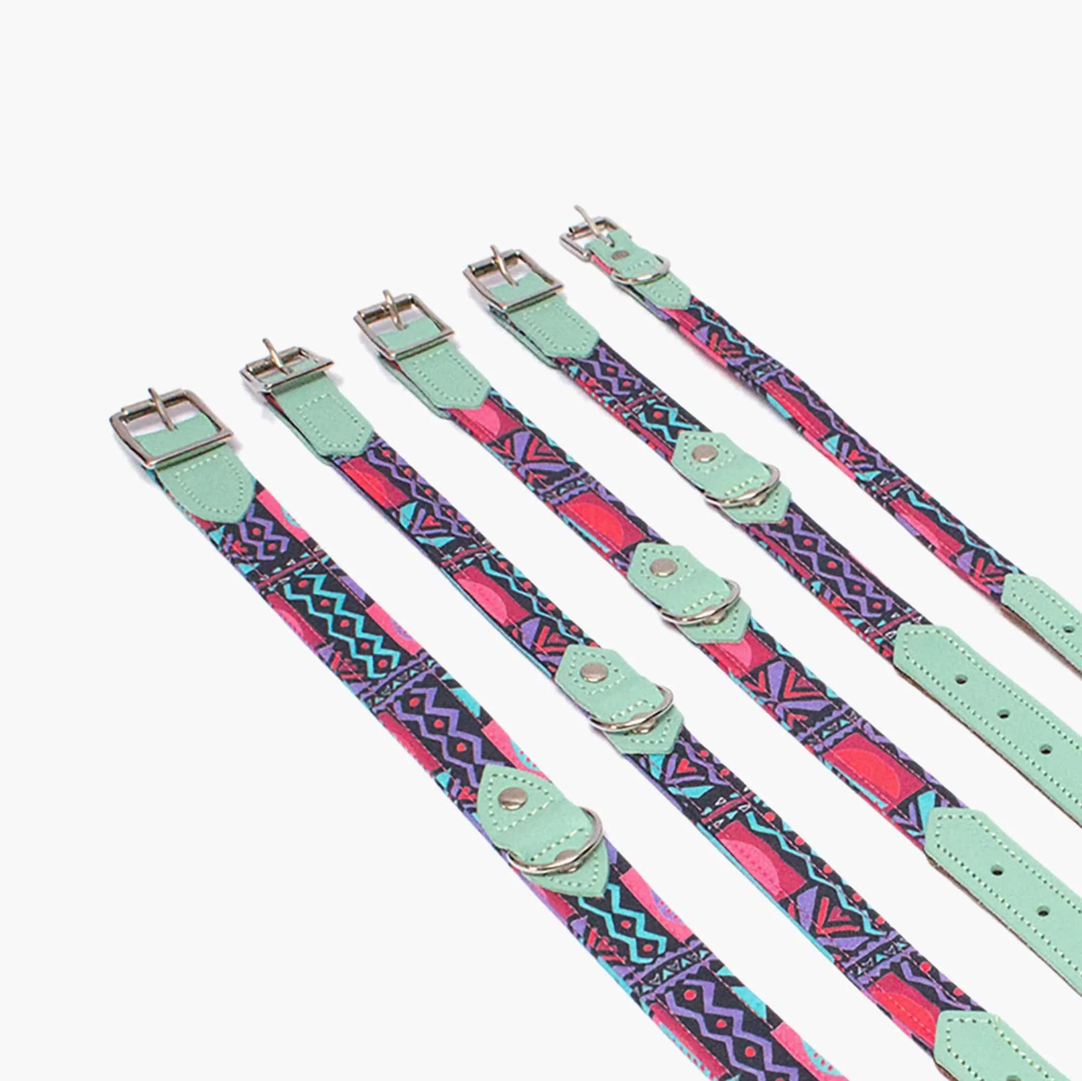 Hiro   Wolf Mud Cloth Dog Collar: Made from Stylish and Sustainable Fabric & Leather