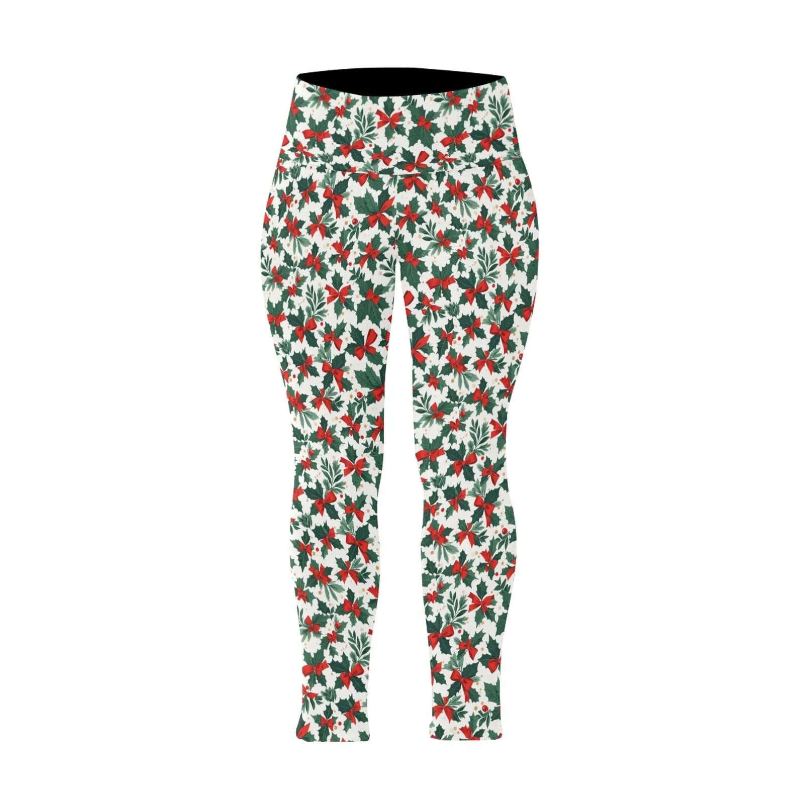Holly Bow Women's Plus Size High Waited Leggings Women's High Waist Leggings(Plus Size)(ModelL45)