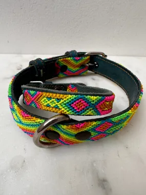 Huichol Fully Embroidered Dog Collar S1
