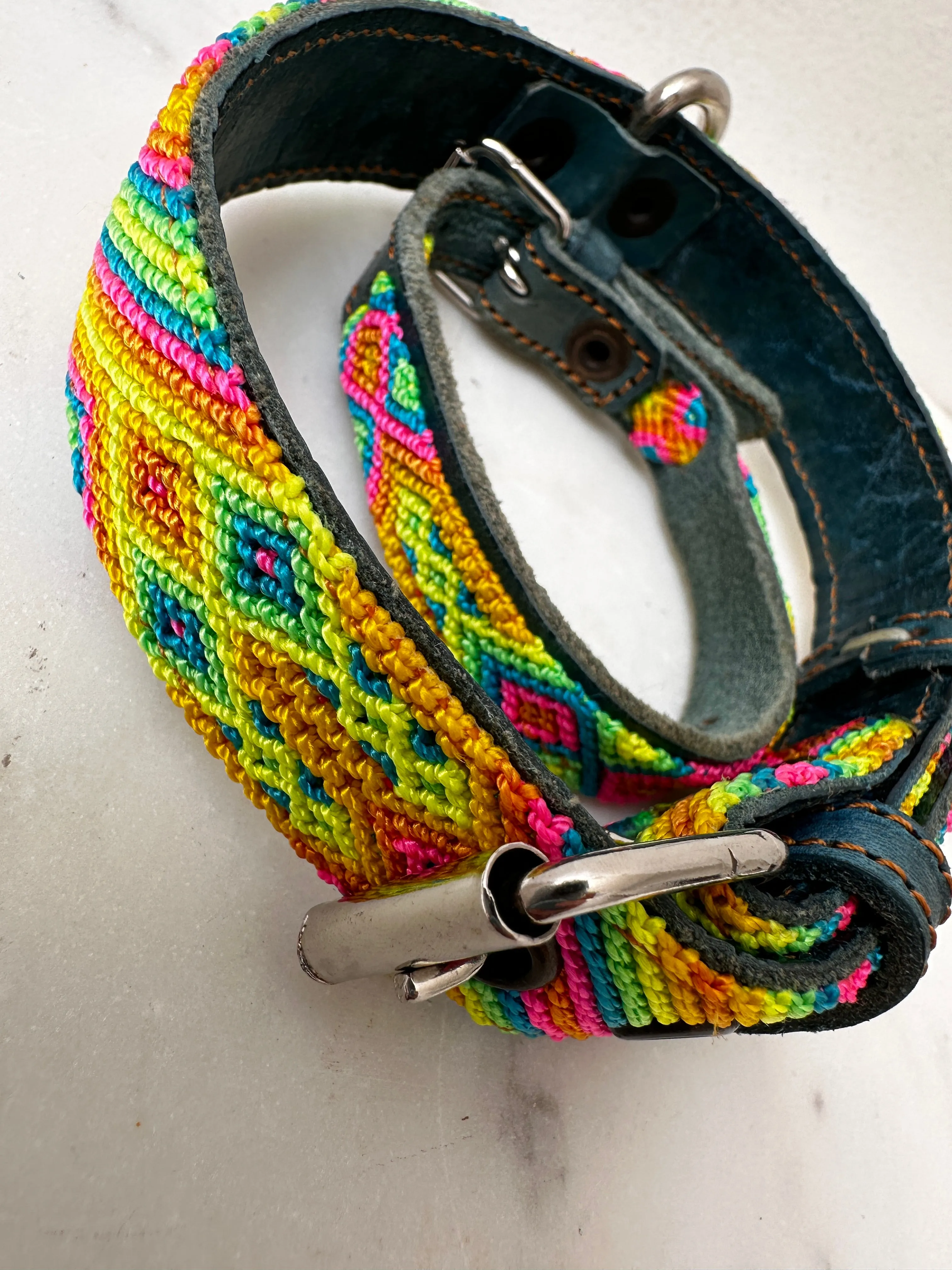Huichol Fully Embroidered Dog Collar S1