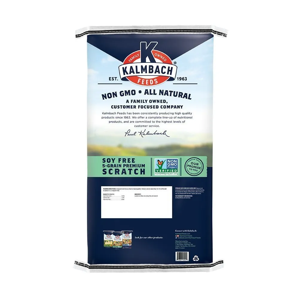Kalmbach Non-Gmo Soy Free Scratch Grain Chicken Feed 50lb
