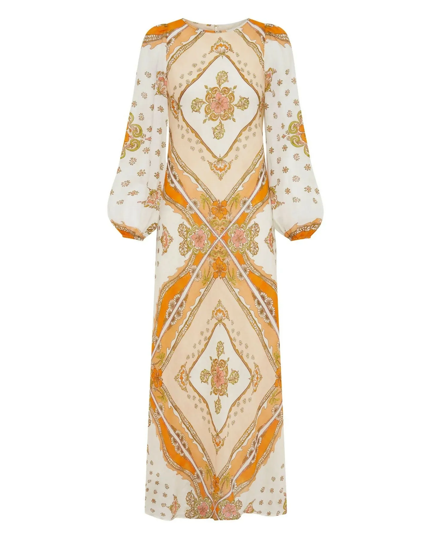 Kate Ford Mantilla Sleeved Gown Zinnia Print Size 3 (AU 12)