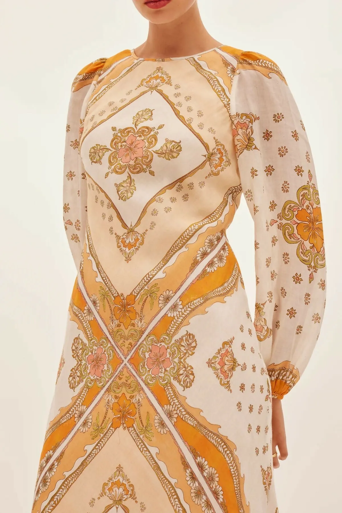 Kate Ford Mantilla Sleeved Gown Zinnia Print Size 3 (AU 12)