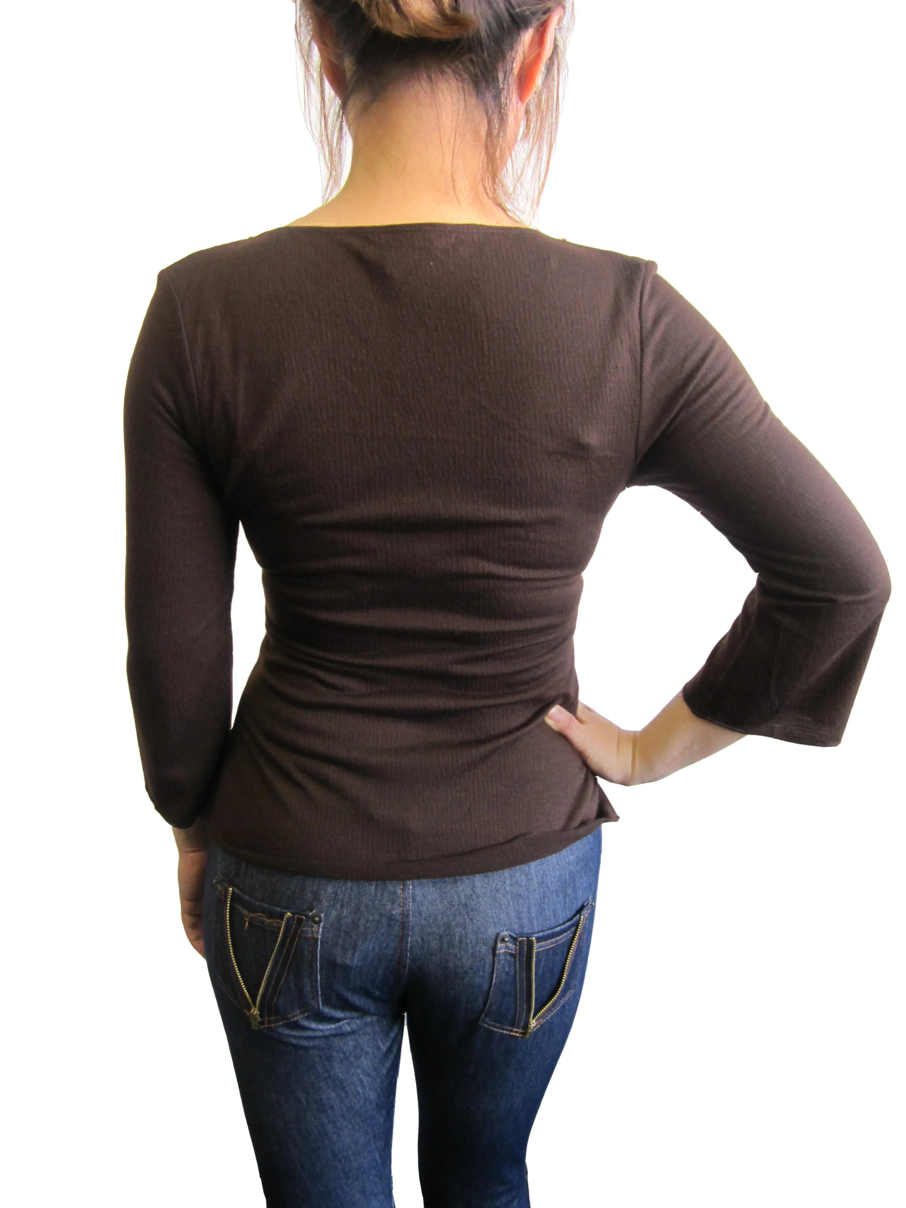 Knit Tops -  3/4 V-neck Beaded (SELECT-1790)