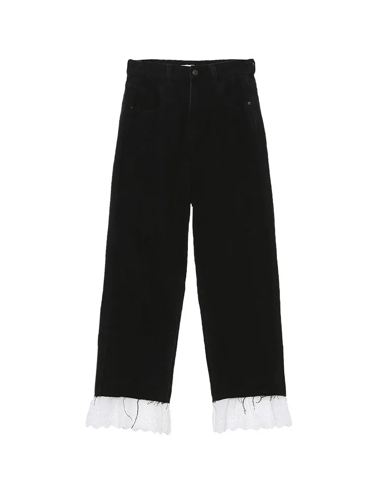 Lace High-waist Wide-leg Pants