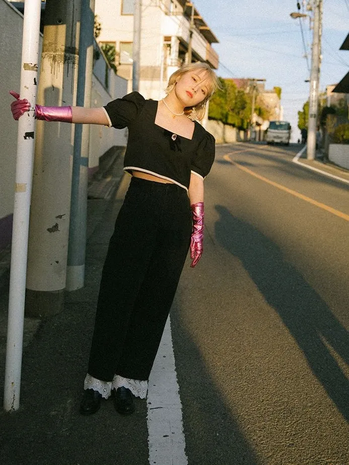 Lace High-waist Wide-leg Pants