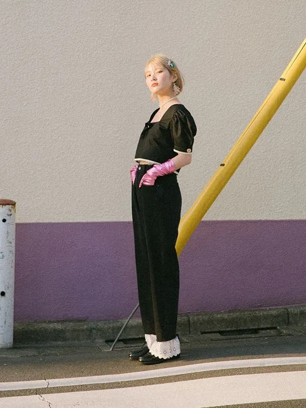 Lace High-waist Wide-leg Pants