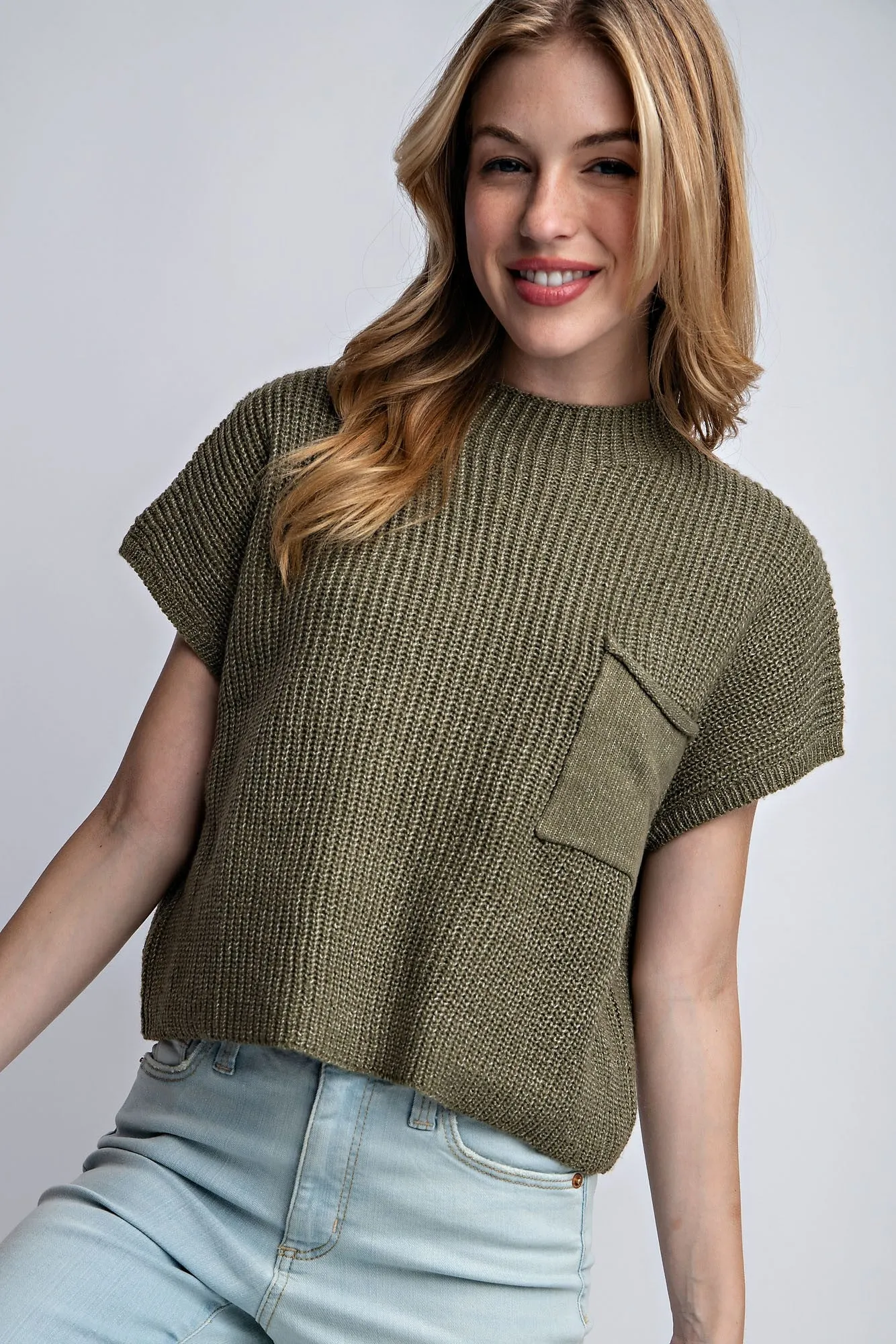 Leah | Drop Shoulder Rib Knit Sweater Top | Olive *FINAL SALE* (2X and 3X Left)