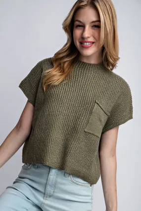 Leah | Drop Shoulder Rib Knit Sweater Top | Olive *FINAL SALE* (2X and 3X Left)