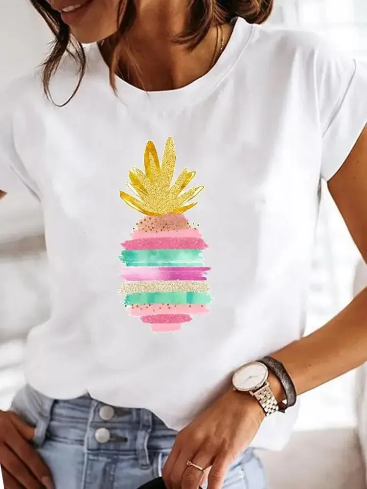 Love Pattern Summer Short Sleeved Breathable Fresh Comfortable Girls T-Shirt