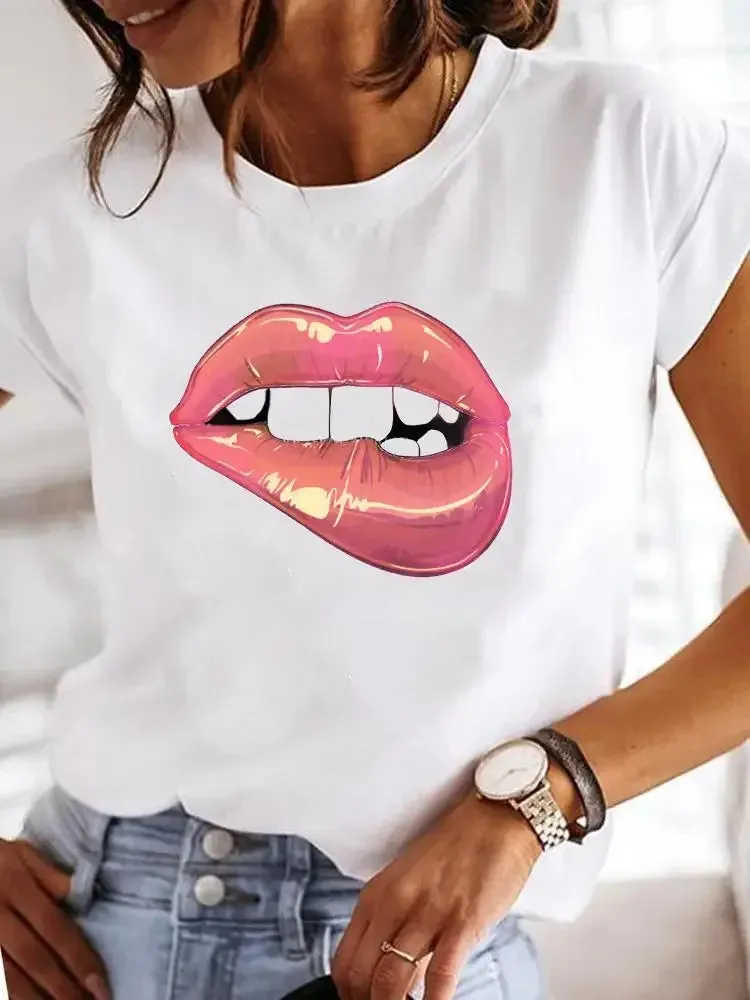 Love Pattern Summer Short Sleeved Breathable Fresh Comfortable Girls T-Shirt