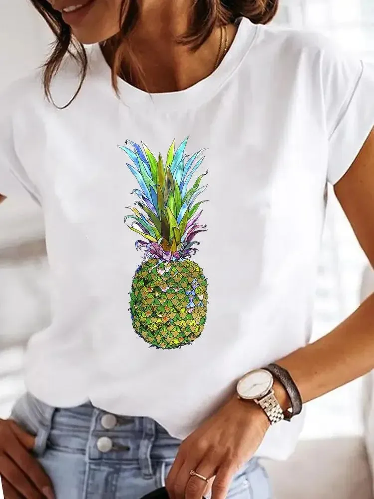 Love Pattern Summer Short Sleeved Breathable Fresh Comfortable Girls T-Shirt