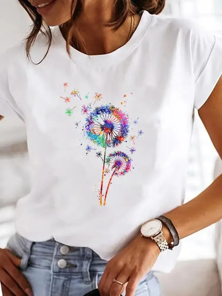 Love Pattern Summer Short Sleeved Breathable Fresh Comfortable Girls T-Shirt