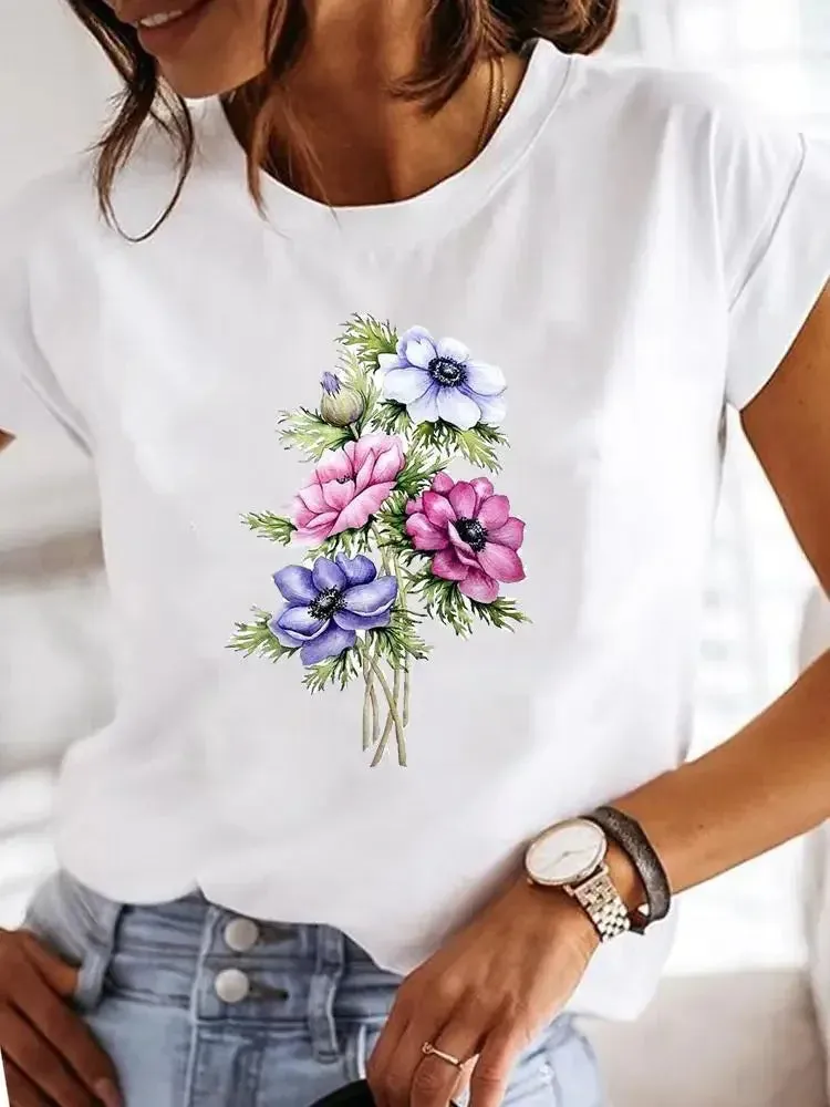Love Pattern Summer Short Sleeved Breathable Fresh Comfortable Girls T-Shirt