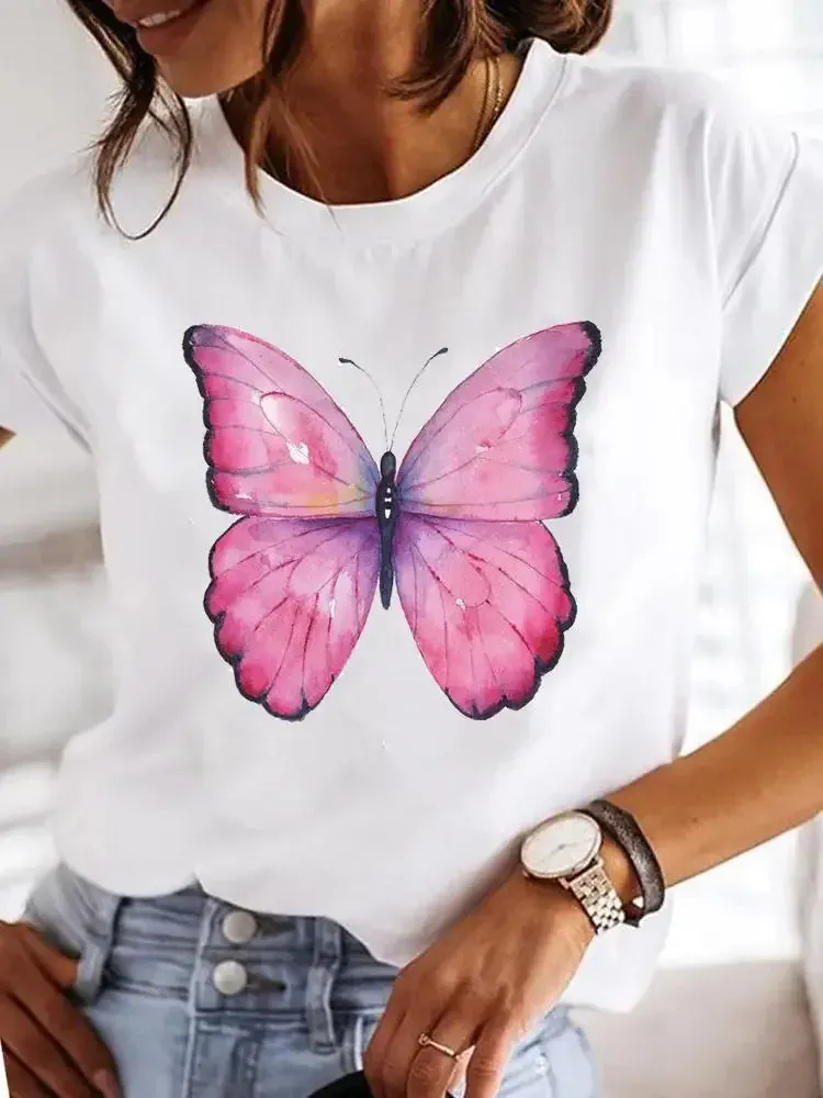 Love Pattern Summer Short Sleeved Breathable Fresh Comfortable Girls T-Shirt