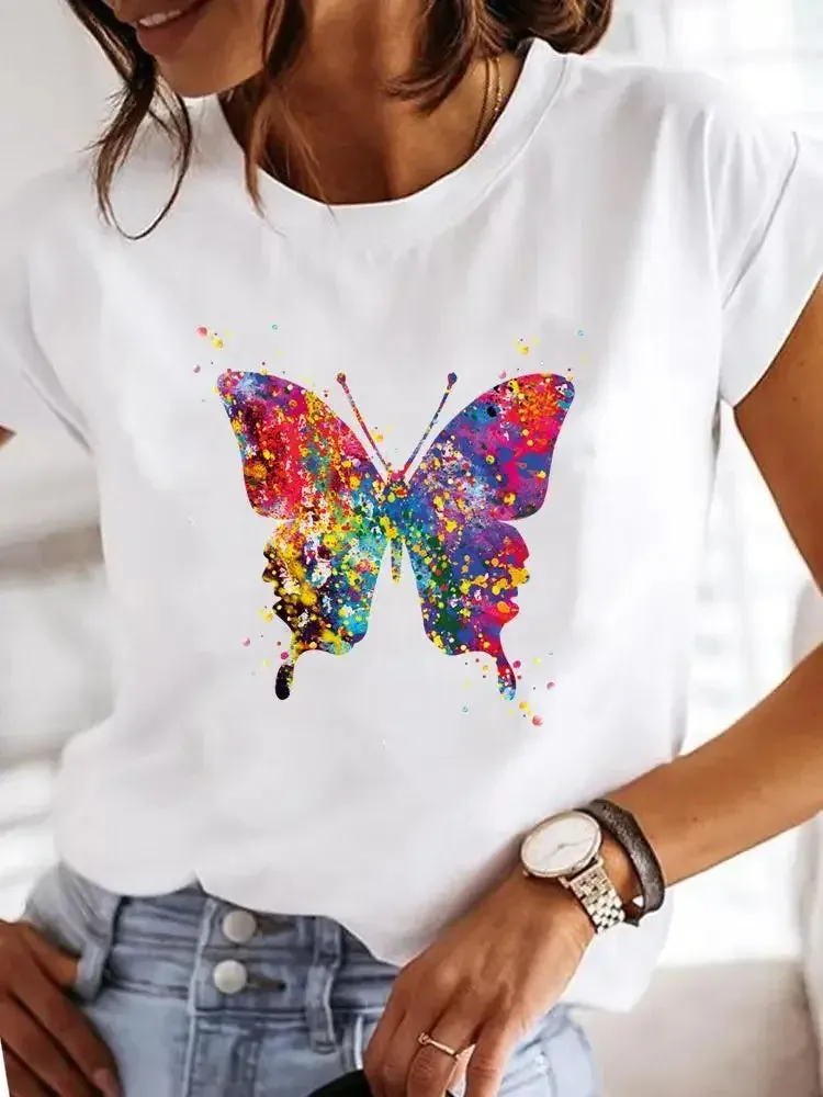 Love Pattern Summer Short Sleeved Breathable Fresh Comfortable Girls T-Shirt