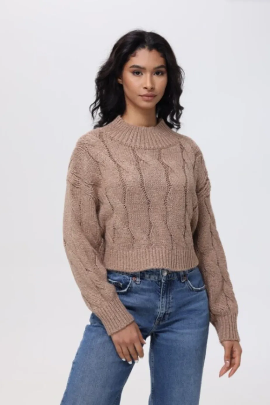 lurex cable crop sweater