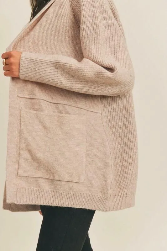 Lush Forever Love Taupe Hooded Cardigan Sweater