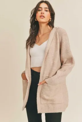 Lush Forever Love Taupe Hooded Cardigan Sweater