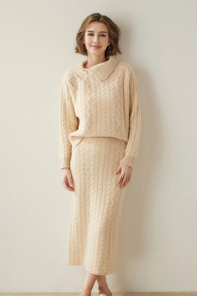 Luxe 100 Cashmere Pullover Sweater with Asymmetrical Collar